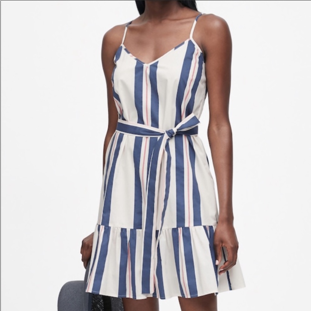 COPY - Banana Republic Striped tie ruffle dress 4P